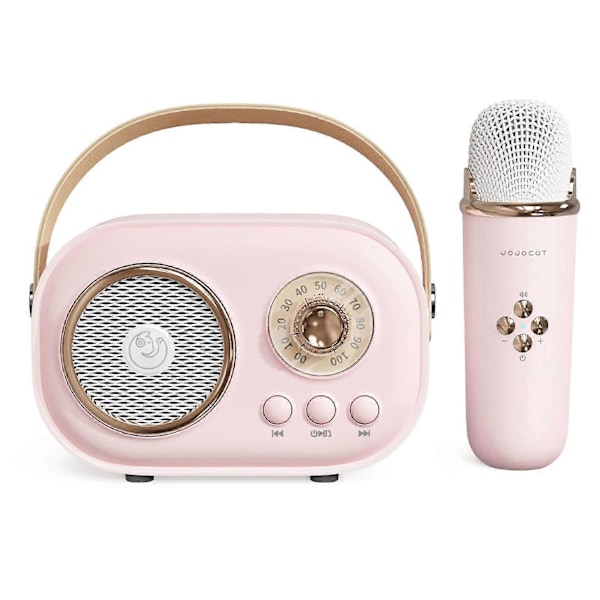 Minikaraoke, söt karaoke med mikrofonset, bärbar Bluetooth-högtalare med mikrofon (Rosa)