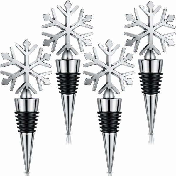 4 stk Snowflake Vinpropp Julevinflaskepropp