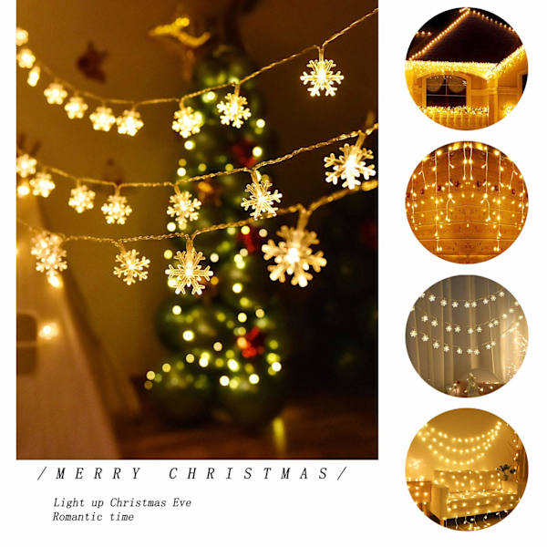 Snöflinga Jultomte Ljusslinga 3M 20st LED Ljusslinga
