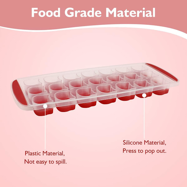 Isbittskuffe, godteri- og sjokolademold, kattformet isform, enkel å løsne, 2-pakning, oppvaskmaskinsikker, rød