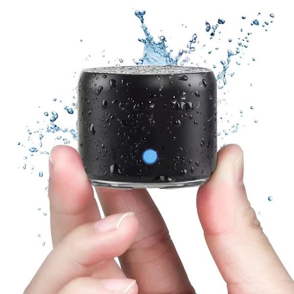 Trådlös Mini Bluetooth-högtalare . IP67 Vattentät, Liten men kraftfull, Bärbar högtalare för bil, cykel, utomhus, dusch (Svart)
