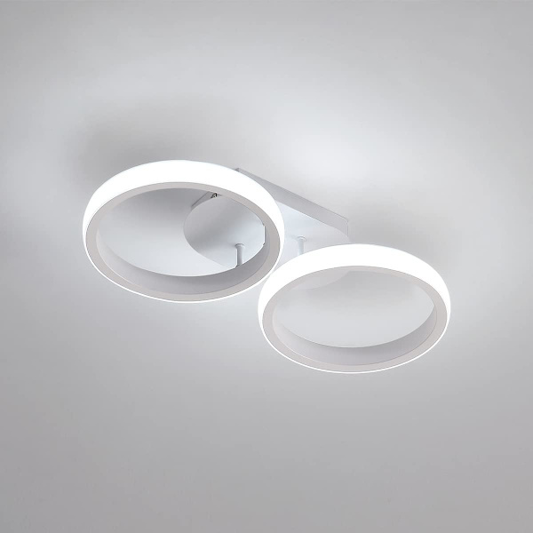LED-taklampa, 2 ringar 22W 1650LM, kallvitt, 6000-6500K