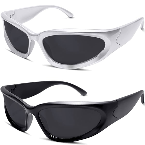 Polariserte linser Y2K Wrap Around solbriller Stilig polariserte UV400 Futuristiske ovale solbriller Dame Menn Fiske Golf Kjøring Solbriller
