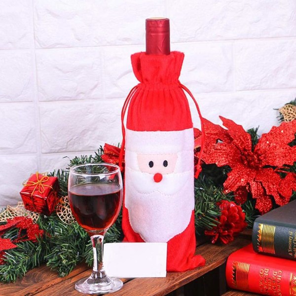 6 Julegaveposer for Vinflasker, Julebager, Julerødvin, Julebager med Snøre, Julegaveposer, Gavepose, Gavepapir til Jul Bryllup
