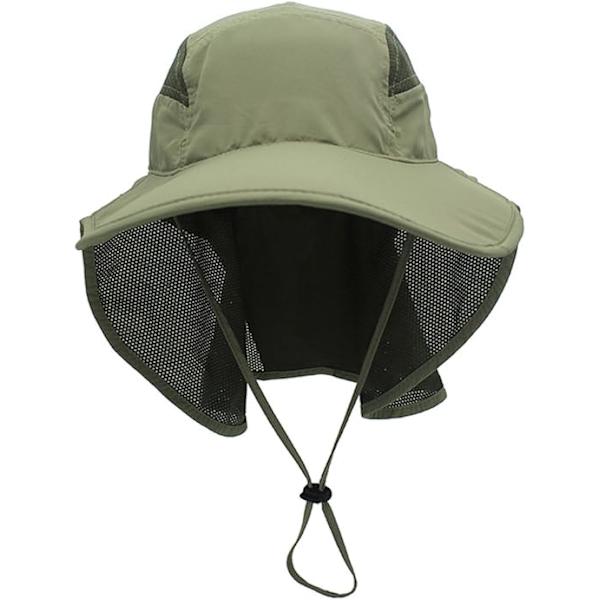 Solhatt för Män & Kvinnor UPF 50+, Anti-UV, Vikbar Strandhatt, Reshatt, Armég Grön