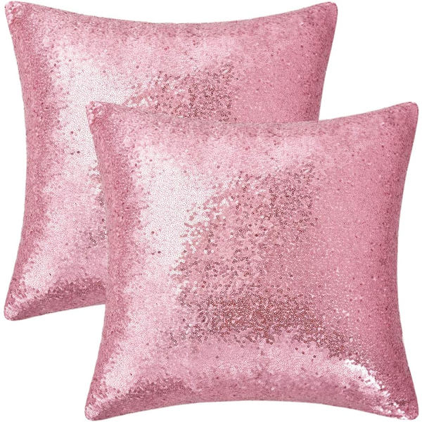 Set med 2 sjöjungfru paljettkuddfodral (rosa, 18x18\")