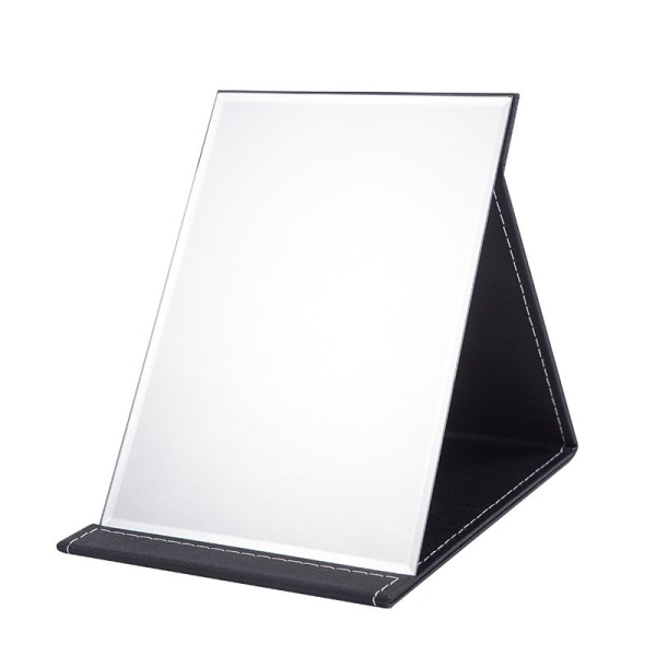 Lille spejl makeup rejsespejl, 25x 18 cm bærbare spejle på stativ til make-up skrivebord Foldespejl Fritstående kompakte spejle Sort