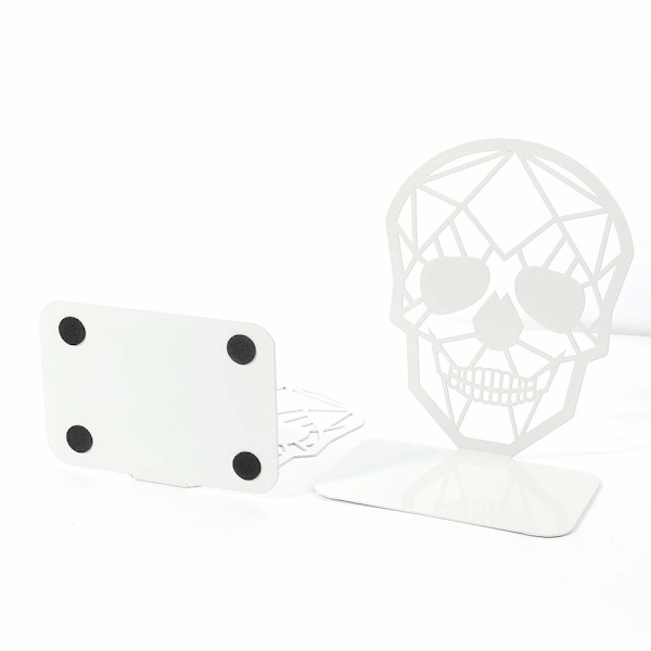 Metal Skull Design Sort Bogstøtte (1 Par-Hvid)