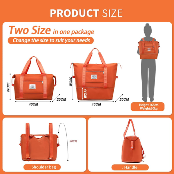 Kvindes Udvidbar Rejse Duffel Taske med Trolley Sleeve, Weekend Overnight Hospital Tote Taske med Dobbelt Skulderrem