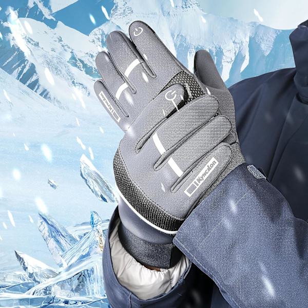 Vinter Termiske Handsker Løbe Touchscreen Handsker Vandafvisende Anti-Slip Vindtætte Koldvejr Handsker M Grey M