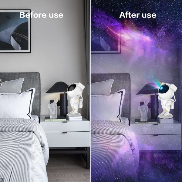 Stjernehimmel nattlys, astronautstjerneprojektor med tåke, timer og fjernkontroll stjernelampe for soverom