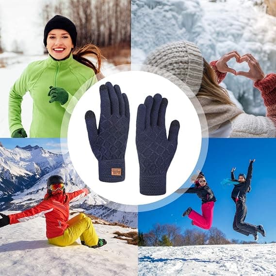2 Par Damvinter Pekskärmsvantar, Vinter Unisex Termiska Stickade Elastiska Manschettvantar Varma Stickade Pekskärm Vantar