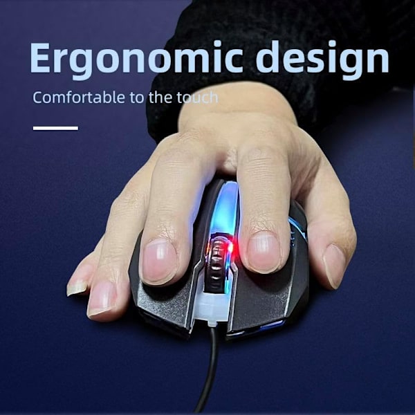 RGB Gaming Mus | (Sort) Genopladelig Kabelforbundet | Ergonomisk Design Kabelforbundet Gaming Mus - Kompatibel med Laptops, Desktop PC'er og Mac