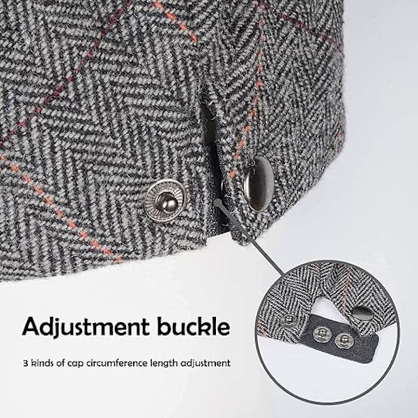 Miesten tweed lierihattu ajomyssy Newsboy -säädettävä muoti Newsboy irlantilainen baretti, syksy talvi, 55-59 CM Grey