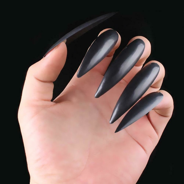 Halloween Häxans Falska Nagelspetsar - 10 st Full Cover Stiletto Naglar för Zombie Cosplay