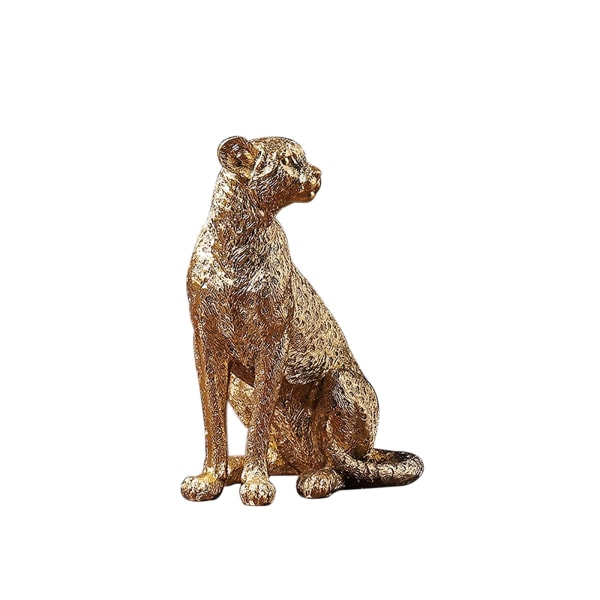 Moderne Polyresin Gepard Figur Hjemmeindretning (Siddende, Gylden)