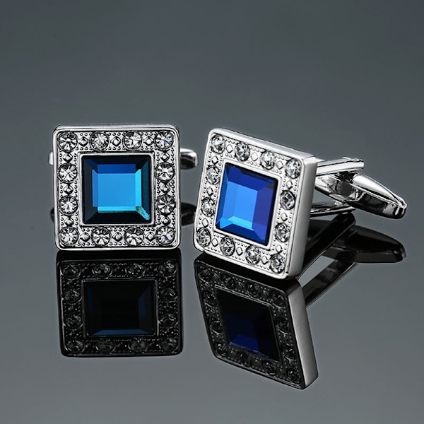 Mors dag gave til kvinder og mænd - Swarovski krystal firkantede blå manchetknapper - Klassiske manchetknapper til skjorte og jakkesæt - Manchetknapper til bryllup, fødselsdag, forretning - Gaver