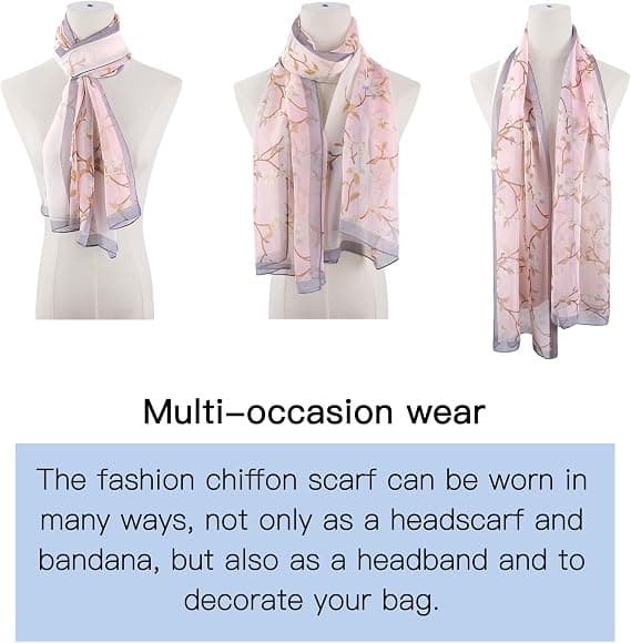 Blomstret chiffonsjal - Lett sjal for damer, blomstrete chiffonsjal for kvinner til sommeren