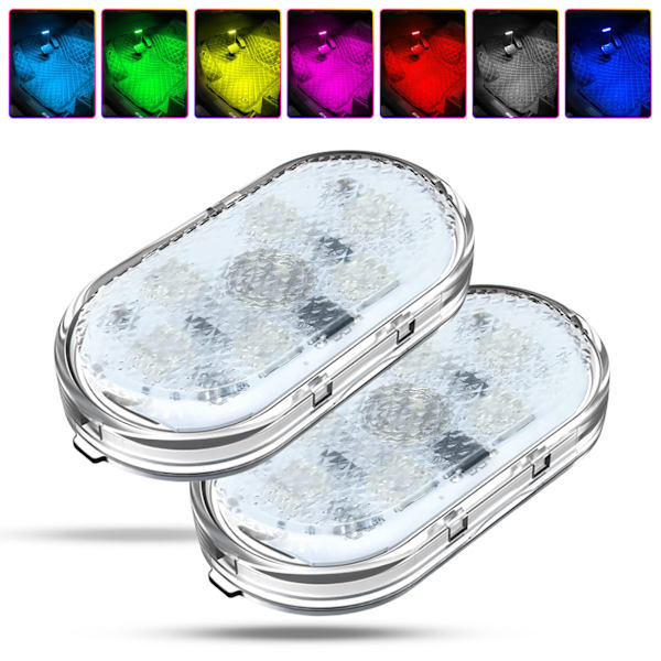 2 kpl RGB-auton sisävalot, kosketuskytkin, USB-portin kanssa