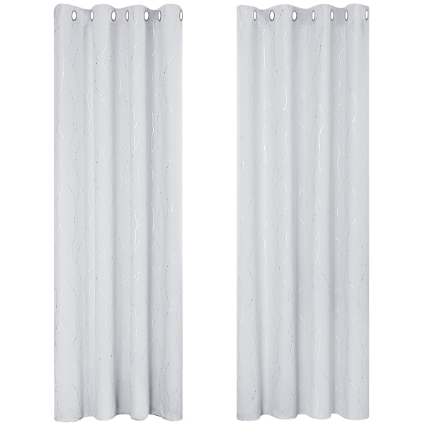 Sæt med 2 Mørklægningsgardiner Termisk Isolerede Anti Kulde til Børn Mørkegrå 137x234cm Gardin med Øjer