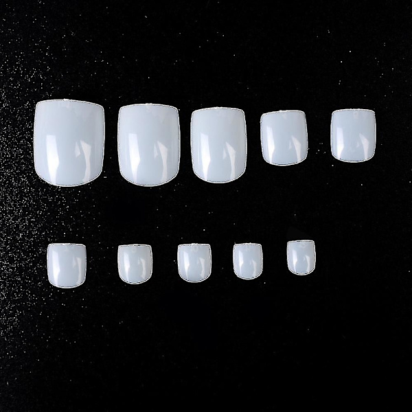 100 stk. Kvadratiske Falske Tånegle Fuld Dækning Hvide Kunstige Falske Tånegle Akryl Fod Neglekunst Tips Manicure Værktøjer