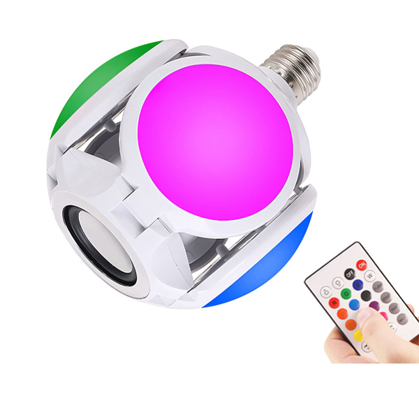E27 sammenleggbar LED lyspære, 40W rund fotball med Bluetooth musikk