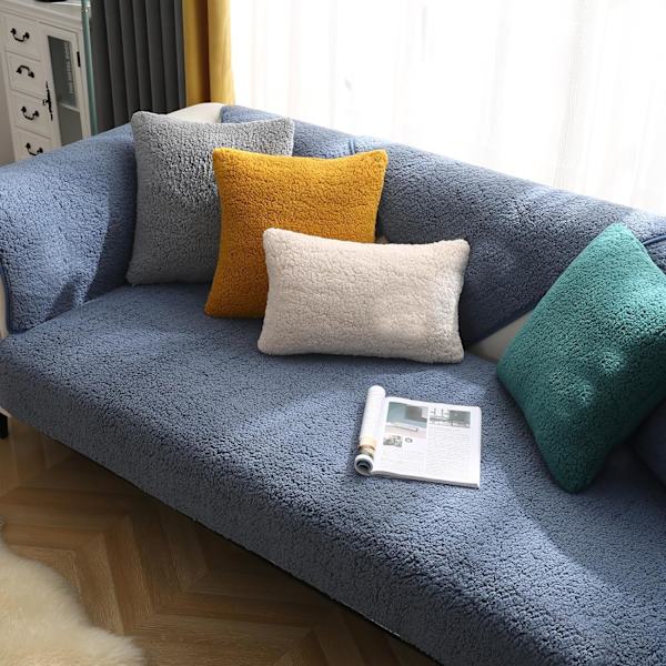 Premium Sammetssofföverdrag, Halkfria Sofföverdrag, Genomarbetade och Utsökta Möbelskydd, Soffkuddöverdrag för Sovrum, Hotell och Kontor (70*180cm) Blue 70*180cm