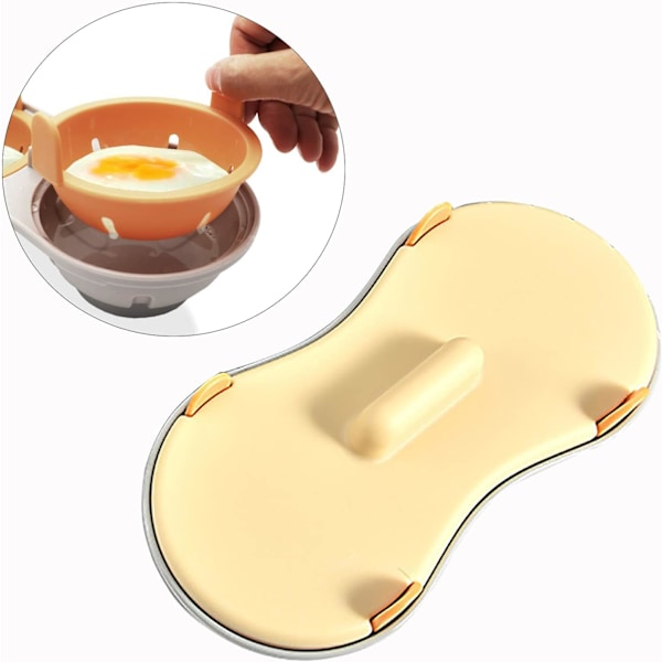 Mikrovågsugnsäggpocherare Äggkokare Pocherad Äggångare Köksgadget (Orange)