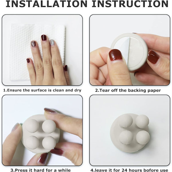 4 stk Silikon Tannbørsteholder Multifunksjonell Krok Vanntett Selvklebende Veggplugg Holder White