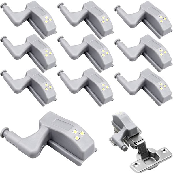 10 stk Hengsellamper Universal Skaplys Varm Hvit 12V 23A