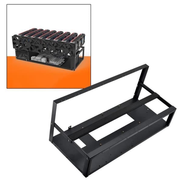 Stål 6/8 GPU Mining Rig Ramme Brakett Åpen Luft Datamaskinkabinett Ramme