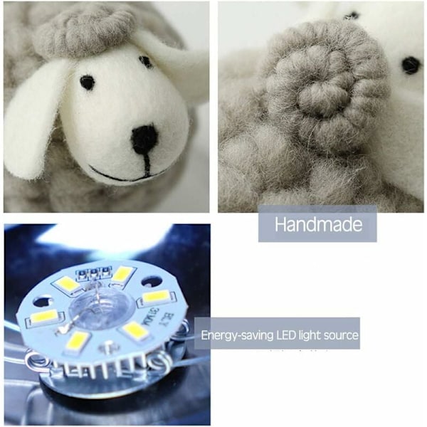 LED Nattlampa, Får Rattan Sänglampa, Nattljusprojektor, Lampa för Sovrum, Babyrum, Vardagsrum, Present, USB/Tryckknappsbrytare 110cm