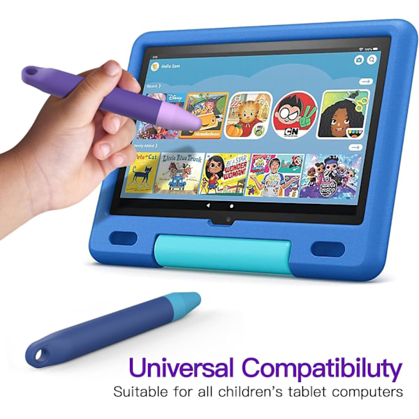 Touchscreen Stylus til børn, 2 pak lilla blå stylus universal, kompatibel med Kindle iPad iPhone