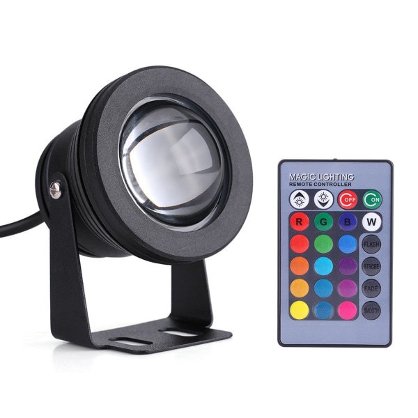 LED nedsænkelig projektør, RGB undervandslys, 10W sort