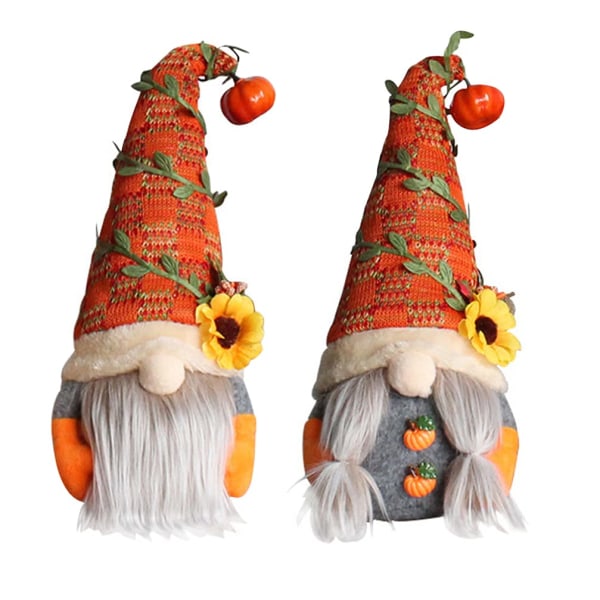 Fall Gnomes Plush Thanksgiving Decorations Table Ornaments 2Pcs