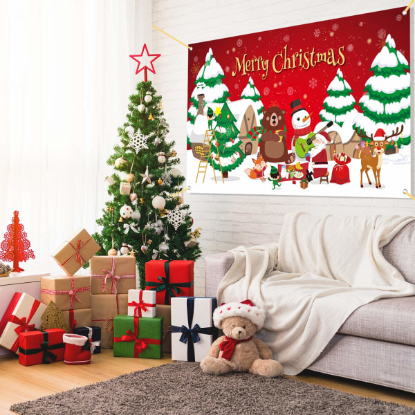 Hyvää joulua nauhabanneri erittäin suuri joulukyltti (115 x 180 cm)