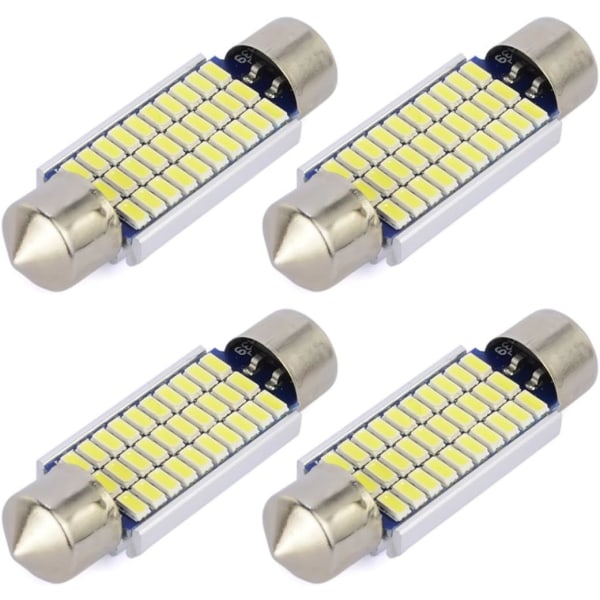 4 stk 12V 6000k C5W LED hvite 41mm pærer til bilens interiørlys