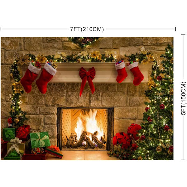 Julebaggrund Xmas Pejs Baggrunde Røde Strømper Gaver til Fotoshoot Dekoration Billede Banner Bås Rekvisitter