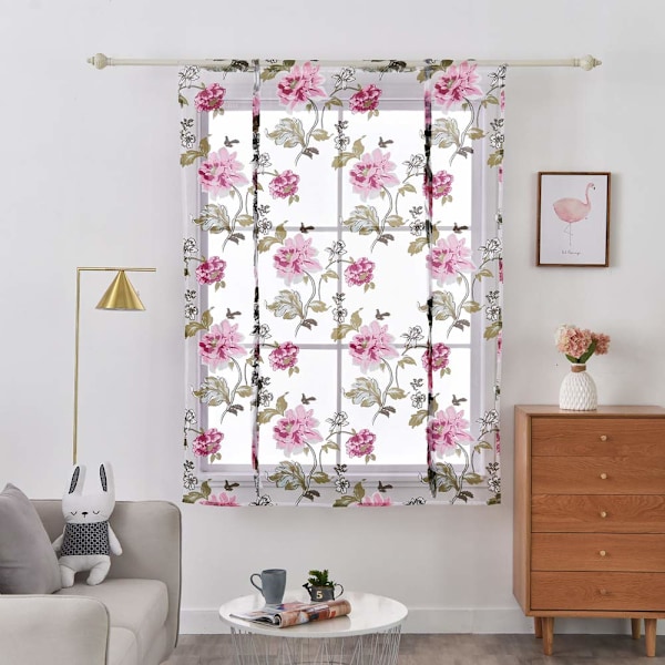 Yksiosainen tylli roomalainen verho läpikuultava kukkakuvioinen roomalainen sälekaihdin (leveys 80 cm / korkeus 120 cm, 615# pinkki)