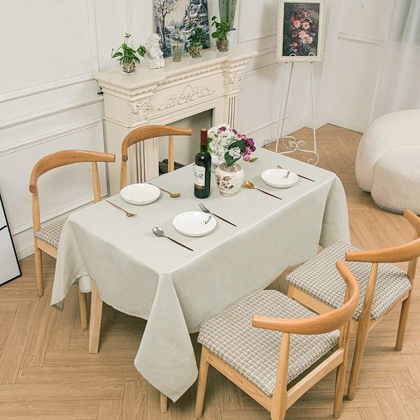 Vattenavvisande Tvättbar Rektangulär Bordsduk i Faux Linne 55x55 Tum, Frukt Vit White