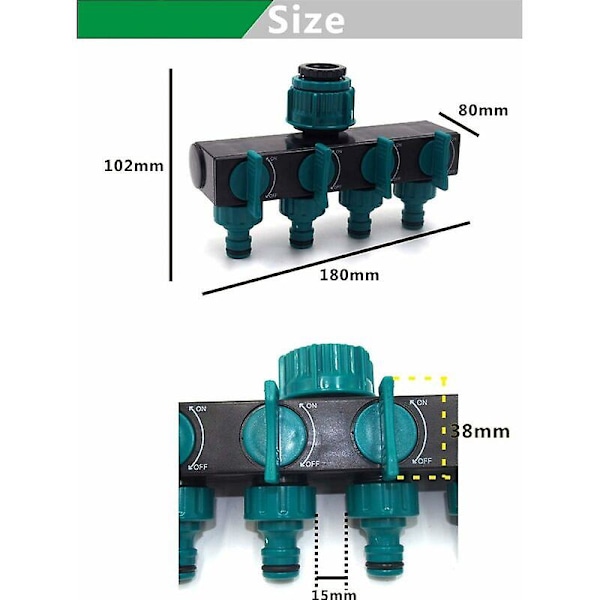 Gap Havslange Splitter 3/4\" Vandhane Afleder Kobling Slange Kobling Dyse Afleder Praktisk Vandhane Kobling til Have og Hjemmeliv