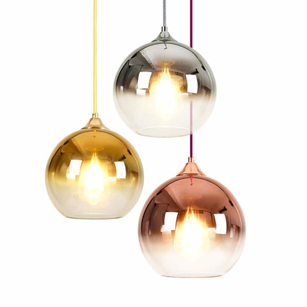 Sfärisk gradientfärgad glaspendellampa modern glaslampa kronljusstake hängande lampa (guld, 20 cm)