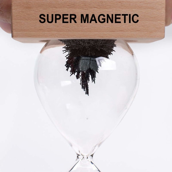Magnetisk sandtimer 3 minuter: med svart magnetjärnpulver och träbas, 3 minuter, timglas för kontorsbordsdekoration