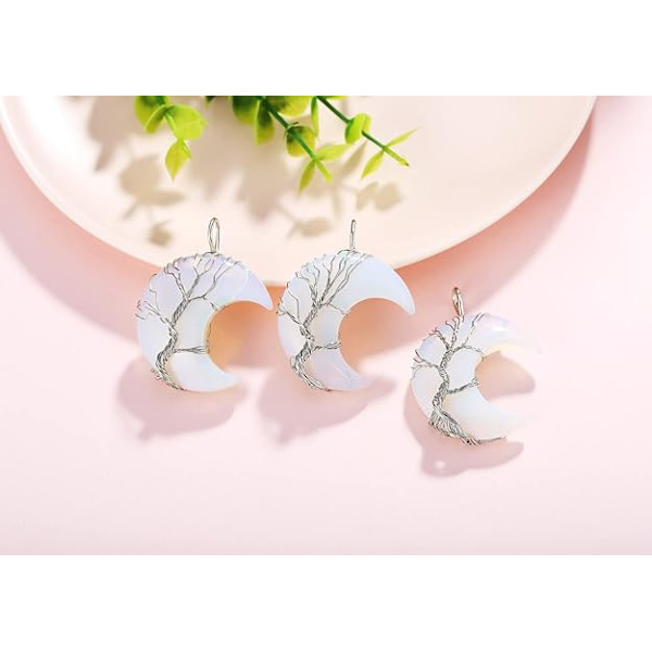 Halsband Livets Träd Kristall Halsband (Vit-Syntetisk Opal)