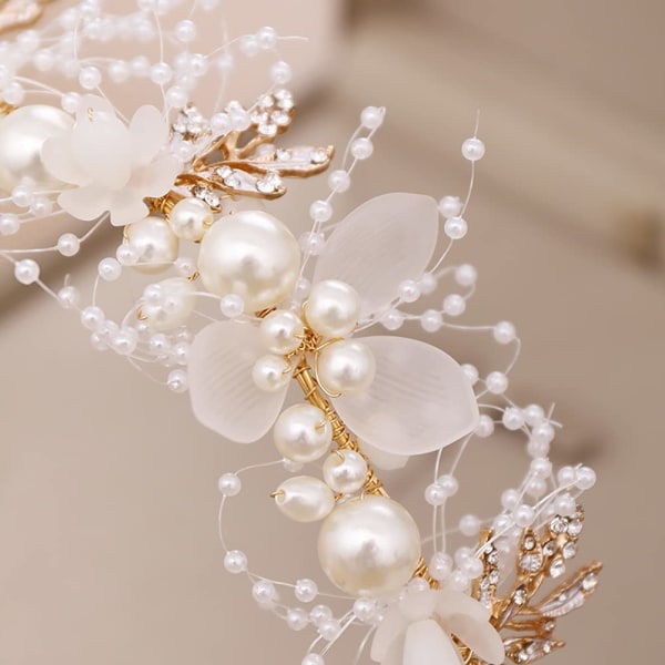 Perle blomster brude bryllup hår stykke krystal pandebånd bryllup