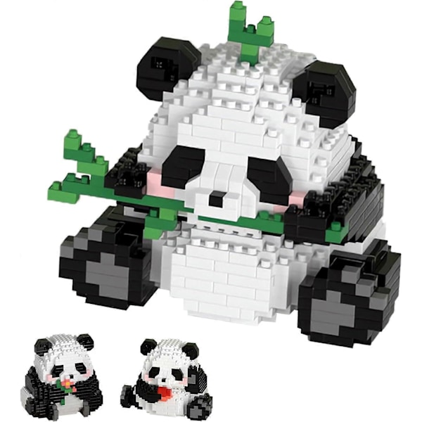 Panda Mini Byggklossar Set, Panda Söta Djur Byggset, Present till Vuxna och Barn, Mikro Byggklossar Suit