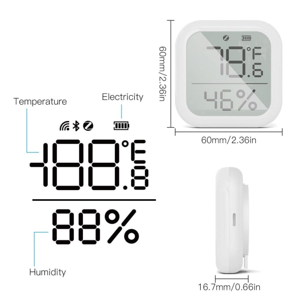 1 stk. digitalt hygrometertermometer måler sensor - smart elektrisk temperatur- og fuktighetsmåler for hjem, garasje, drivhus