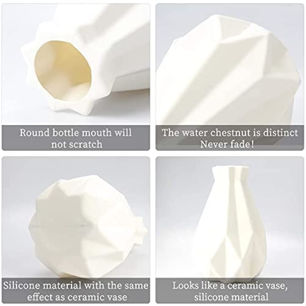 Blomvas Vit Keramik Look Plast Vas Okrossbar, Geometrisk Modern Minimalistisk Stil Heminredning Vas