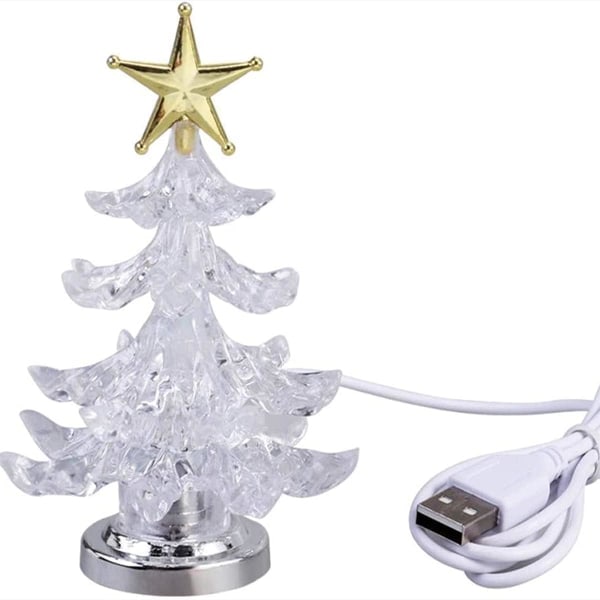 USB Power Multicolor Desk Glowing LED Christmas Tree 11"