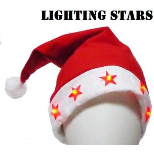 Lysande stjärnor julhatt LED blinkande